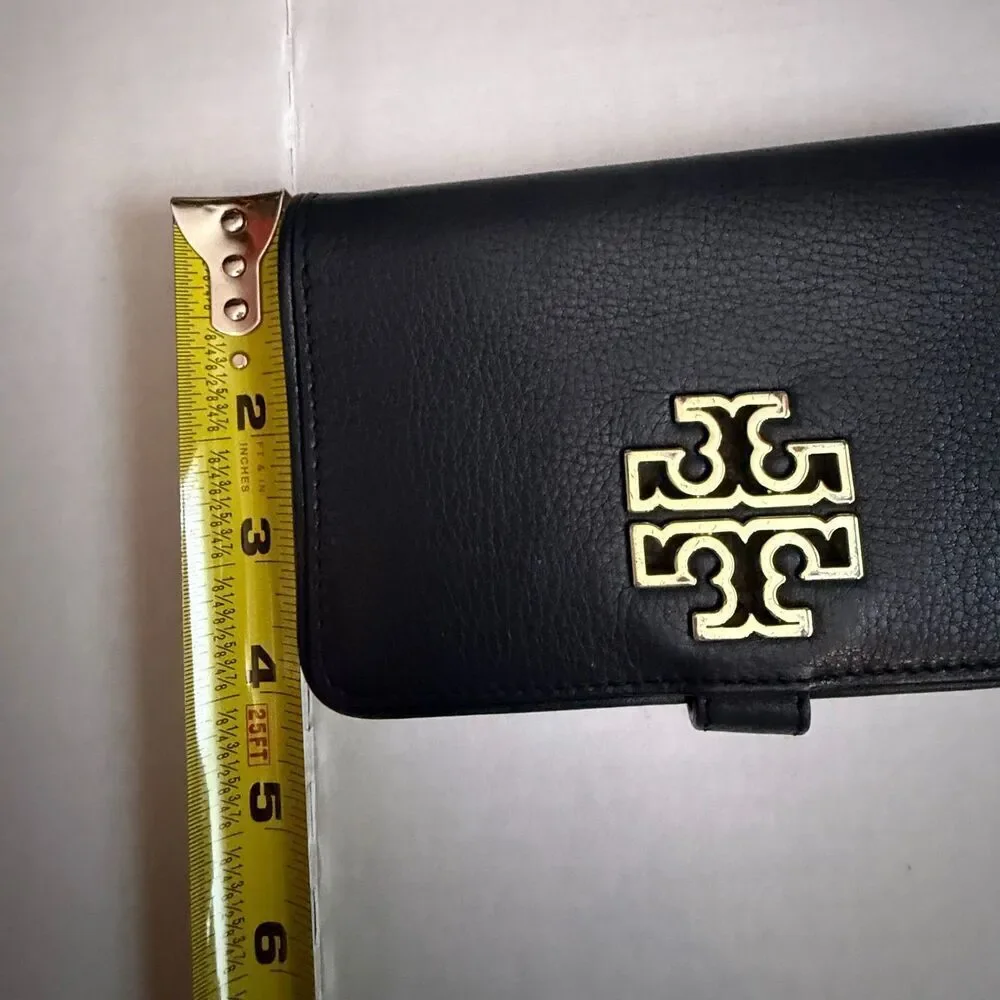 Tory Burch Black Leather Wristlet Wallet Clutch